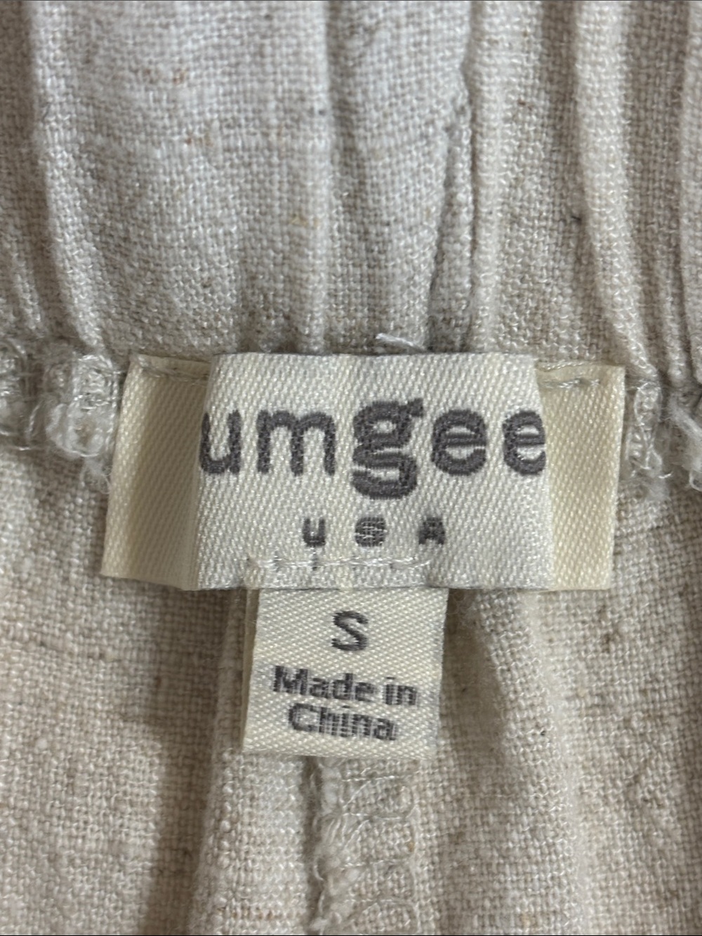 -Umgee USA Wide Leg Cropped Linen Blend Pants Cream Fringe Hem Boho Size Small - Picture 8 of 9